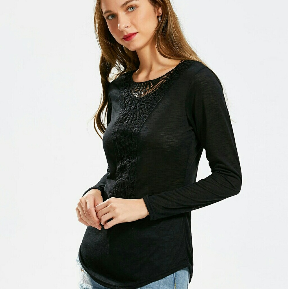 Crochet Spliced T Shirt